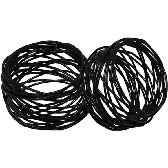 Kaizen Casa Handmade Decorations Black Napkin Rings Set of 12 Metal Mesh - Picture 3 of 5